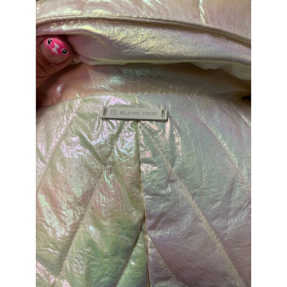 Blanc Noir Womens Iridescent Action Panel Puffer Jacket Oyster Color Size S - Picture 9 of 15
